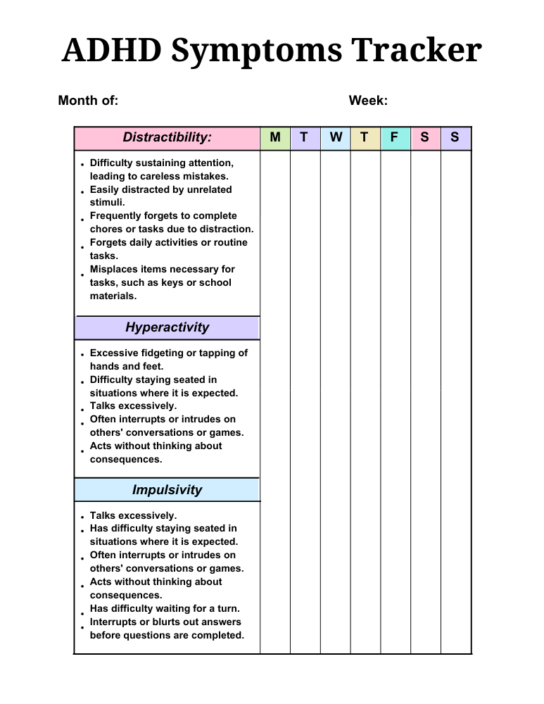 Free ADHD Symptom Tracker Workbook with Expert Insights & Interactive Exercises - Kill the Star